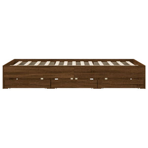 vidaXL Cadre de lit avec tiroirs aspect chêne marron 140x190 cm