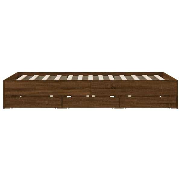 vidaXL Cadre de lit avec tiroirs aspect chêne marron 140x190 cm