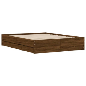 vidaXL Cadre de lit avec tiroirs aspect chêne marron 140x190 cm