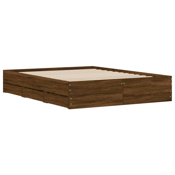 vidaXL Cadre de lit avec tiroirs aspect chêne marron 140x190 cm