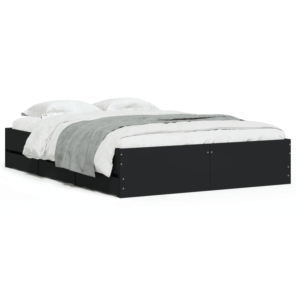 Bettgestell Schwarz 135x190 cm mit Schubladen