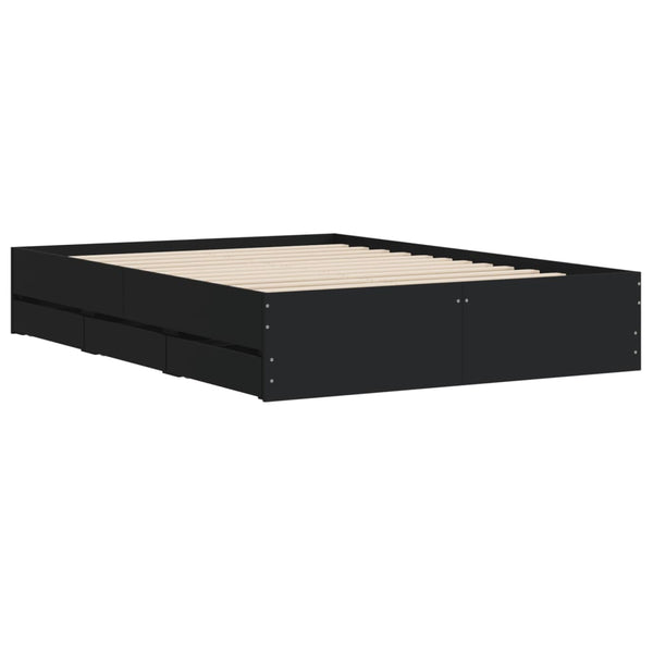 Bettgestell Schwarz 135x190 cm mit Schubladen
