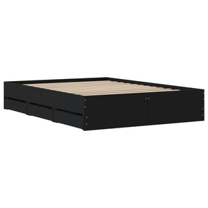 Bettgestell Schwarz 135x190 cm mit Schubladen