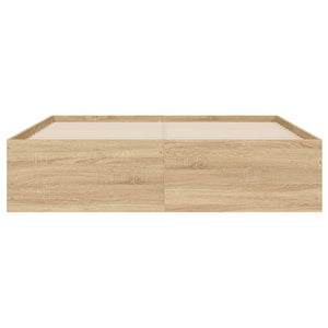 vidaXL Cadre de lit avec tiroirs Chêne Sonoma 135x190cm Bois d'ingénierie