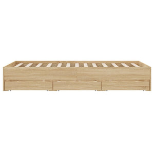 vidaXL Cadre de lit avec tiroirs Chêne Sonoma 135x190cm Bois d'ingénierie