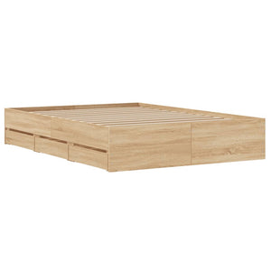 vidaXL Cadre de lit avec tiroirs Chêne Sonoma 135x190cm Bois d'ingénierie
