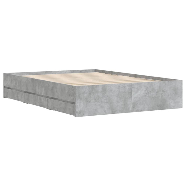 Bettgestell mit Schubladen 135x190 Betongrau
