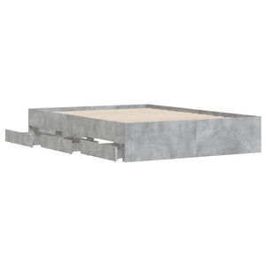 Bettgestell mit Schubladen 135x190 Betongrau