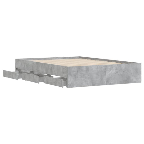 Bettgestell mit Schubladen 135x190 Betongrau