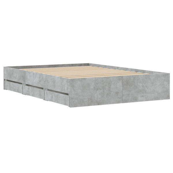 Bettgestell mit Schubladen 135x190 Betongrau