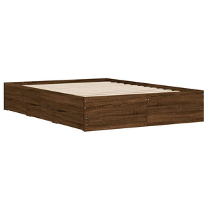 vidaXL Cadre de lit avec tiroirs aspect chêne marron 135x190 cm
