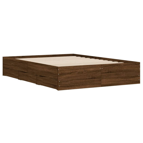vidaXL Cadre de lit avec tiroirs aspect chêne marron 135x190 cm