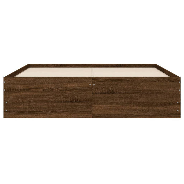 vidaXL Cadre de lit avec tiroirs aspect chêne marron 135x190 cm