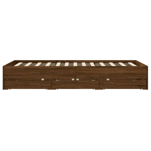 vidaXL Cadre de lit avec tiroirs aspect chêne marron 135x190 cm