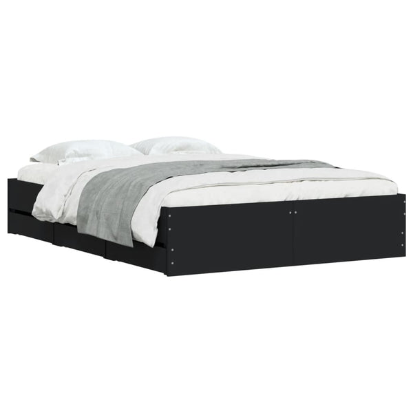 Bettgestell Schwarz 120x190 cm mit Schubladen