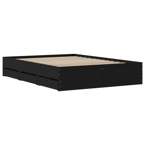 Bettgestell Schwarz 120x190 cm mit Schubladen