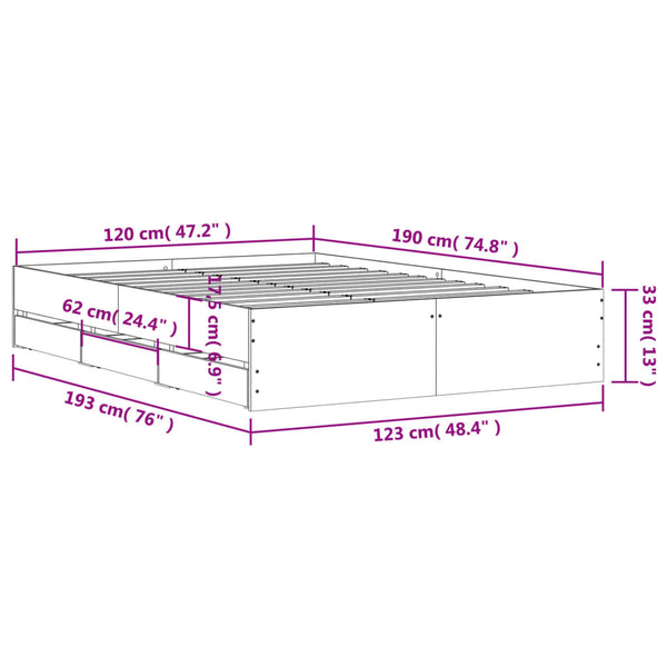Bettgestell Schwarz 120x190 cm mit Schubladen