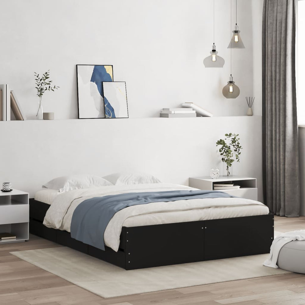 Bettgestell Schwarz 120x190 cm mit Schubladen