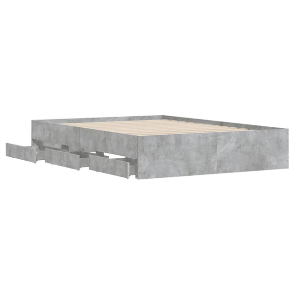 Bettgestell 120x190 cm mit Schubladen Betongrau