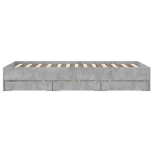 Bettgestell 120x190 cm mit Schubladen Betongrau