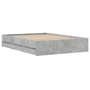 Bettgestell 120x190 cm mit Schubladen Betongrau