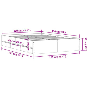 Bettgestell 120x190 cm mit Schubladen Betongrau