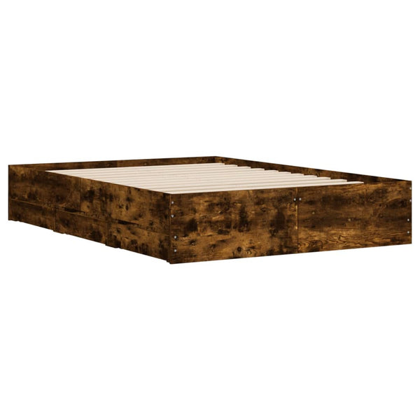 vidaXL Cadre de lit avec tiroirs chêne fumé 120x190 cm Aggloméré