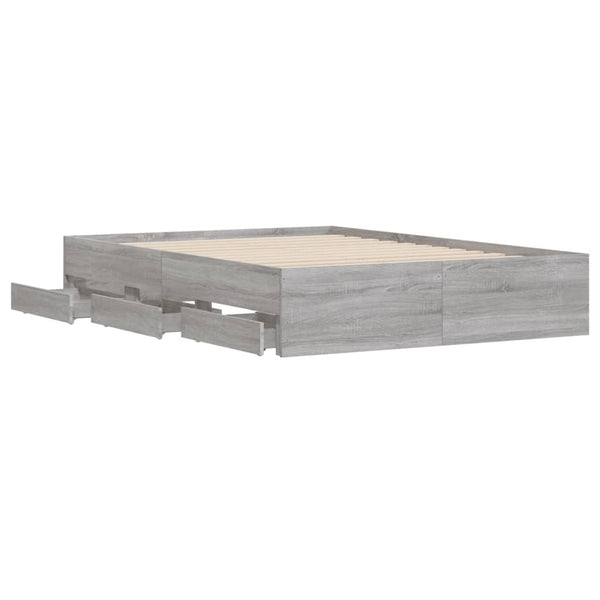 Bettgestell mit Schubladen 120x190 cm Grau