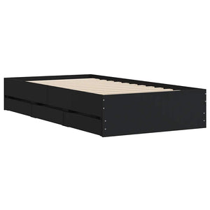 vidaXL Cadre de lit avec tiroirs Noir 90x190 cm Aggloméré