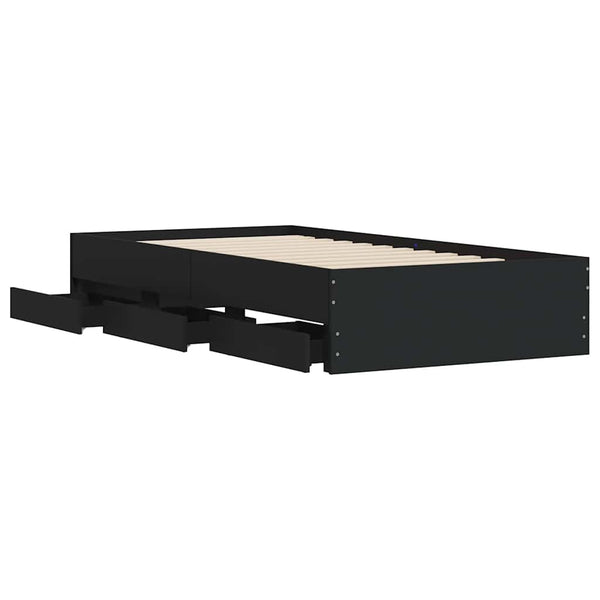 vidaXL Cadre de lit avec tiroirs Noir 90x190 cm Aggloméré