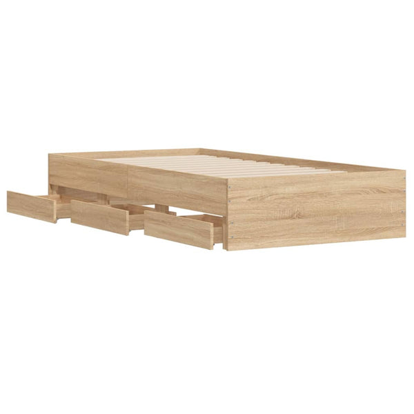 vidaXL Cadre de lit avec tiroirs Chêne Sonoma 90x190 cm Bois d'ingénierie