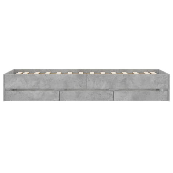 Bettgestell mit Schubladen 90x190 Betongrau