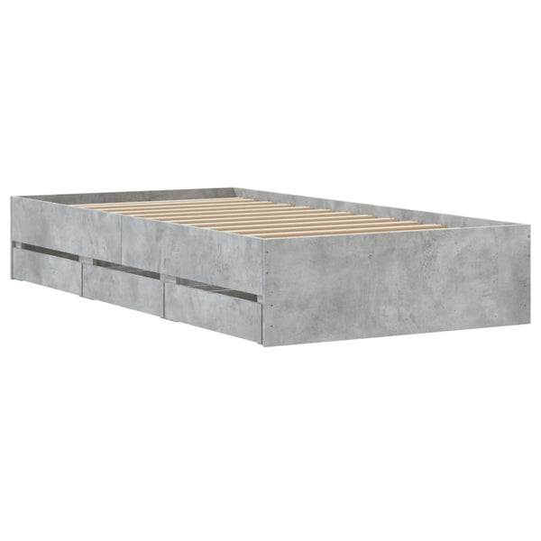 Bettgestell mit Schubladen 90x190 Betongrau