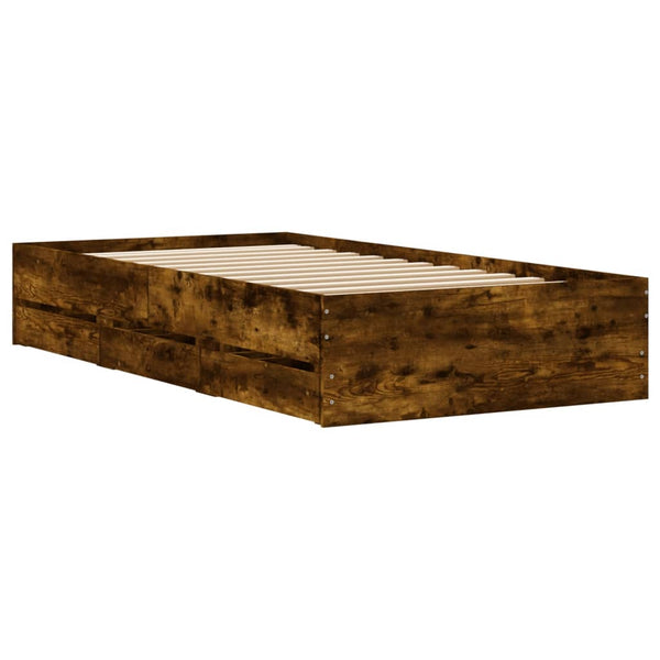 Bettgestell Räuchereiche 90x190 cm mit Schubladen