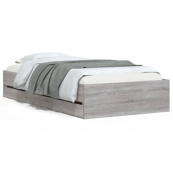 Bettgestell Grau Sonoma 90x190 cm mit Schubladen
