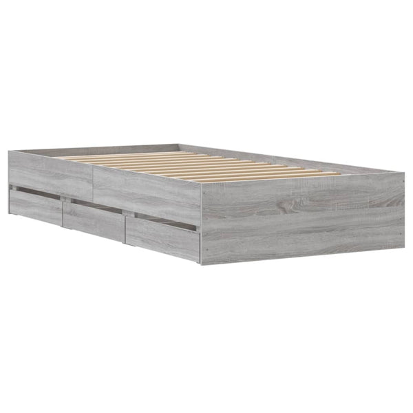 Bettgestell Grau Sonoma 90x190 cm mit Schubladen