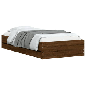vidaXL Cadre de lit avec tiroirs aspect chêne marron 90x190 cm