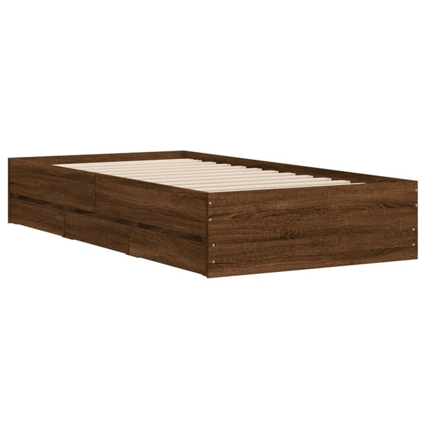 vidaXL Cadre de lit avec tiroirs aspect chêne marron 90x190 cm