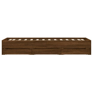 vidaXL Cadre de lit avec tiroirs aspect chêne marron 90x190 cm