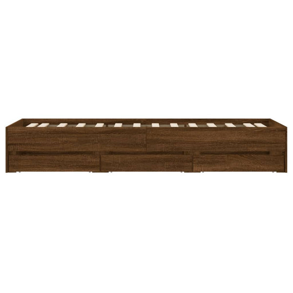 vidaXL Cadre de lit avec tiroirs aspect chêne marron 90x190 cm
