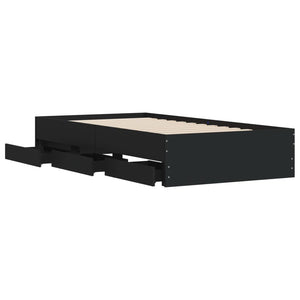 vidaXL Cadre de lit avec tiroirs Noir 75x190 cm Aggloméré
