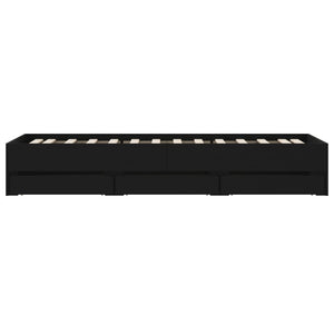 vidaXL Cadre de lit avec tiroirs Noir 75x190 cm Aggloméré