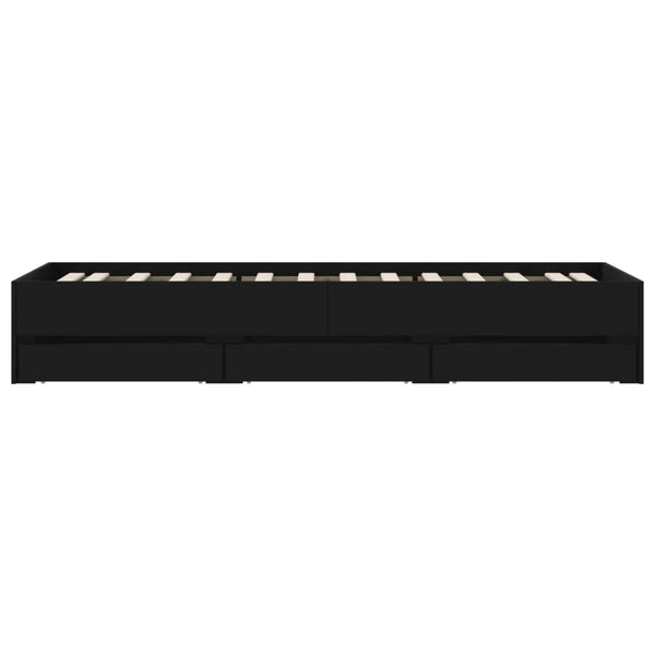vidaXL Cadre de lit avec tiroirs Noir 75x190 cm Aggloméré