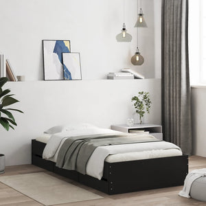 vidaXL Cadre de lit avec tiroirs Noir 75x190 cm Aggloméré