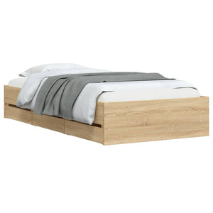 vidaXL Cadre de lit avec tiroirs chêne Sonoma 75x190 cm Aggloméré