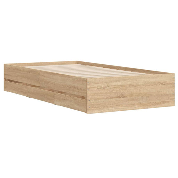 vidaXL Cadre de lit avec tiroirs chêne Sonoma 75x190 cm Aggloméré