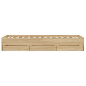 vidaXL Cadre de lit avec tiroirs chêne Sonoma 75x190 cm Aggloméré