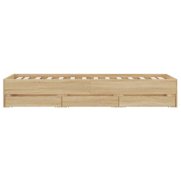 vidaXL Cadre de lit avec tiroirs chêne Sonoma 75x190 cm Aggloméré