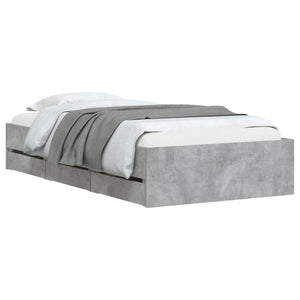 Bettgestell 75x190 cm mit Schubladen Betongrau
