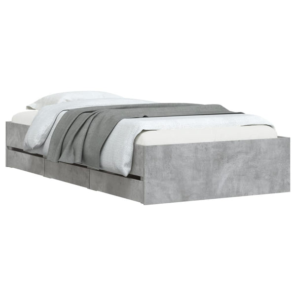 Bettgestell 75x190 cm mit Schubladen Betongrau